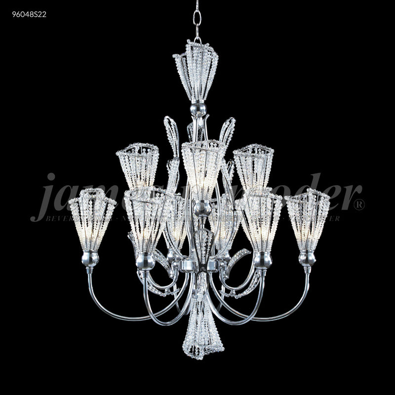 James R. Moder 96048S22 Nine Light Chandelier, Silver