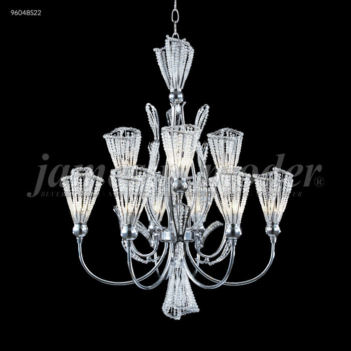 James R. Moder 96048S22 Nine Light Chandelier, Silver