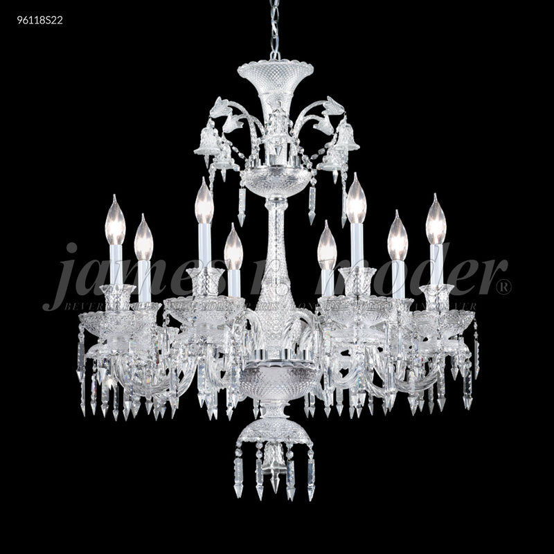 James R. Moder 96118S22 Eight Light Chandelier, Silver