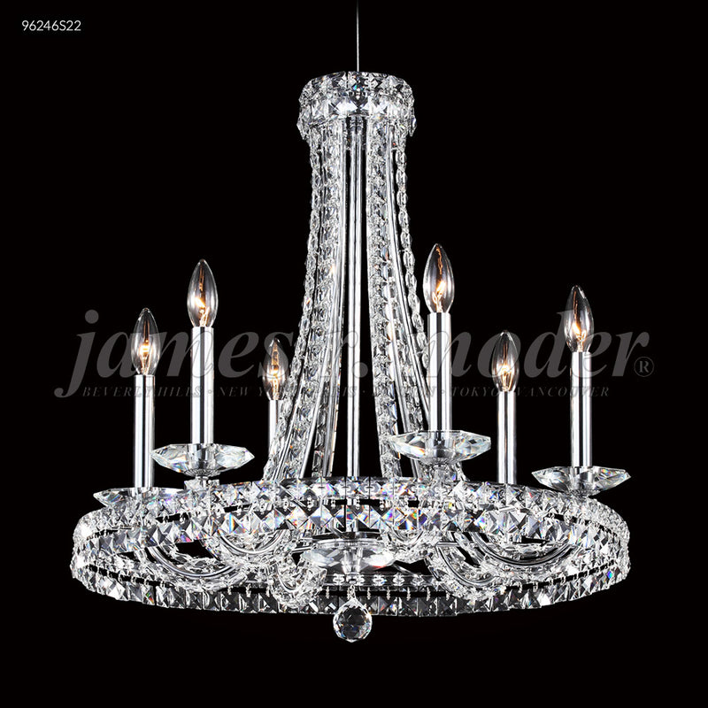 James R. Moder 96246S22 Six Light Chandelier, Silver