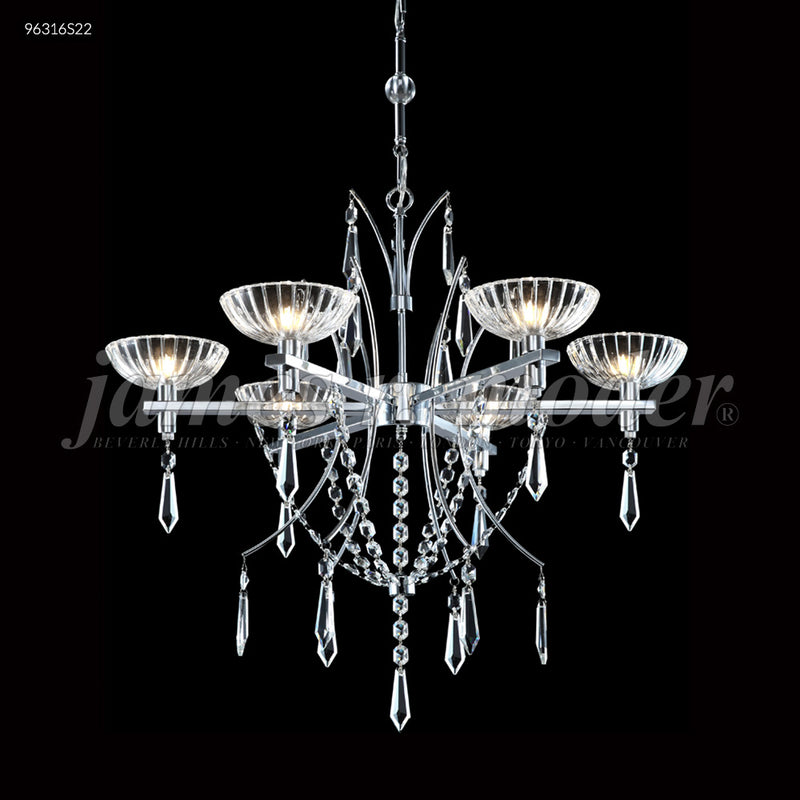 James R. Moder 96316S22 Six Light Chandelier, Silver