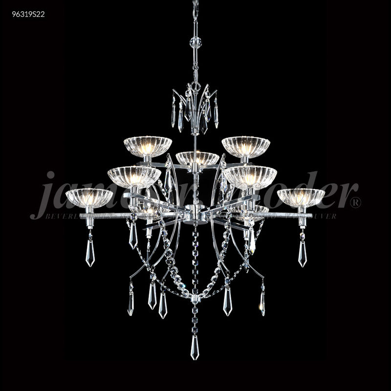 James R. Moder 96319S22 Nine Light Chandelier, Silver