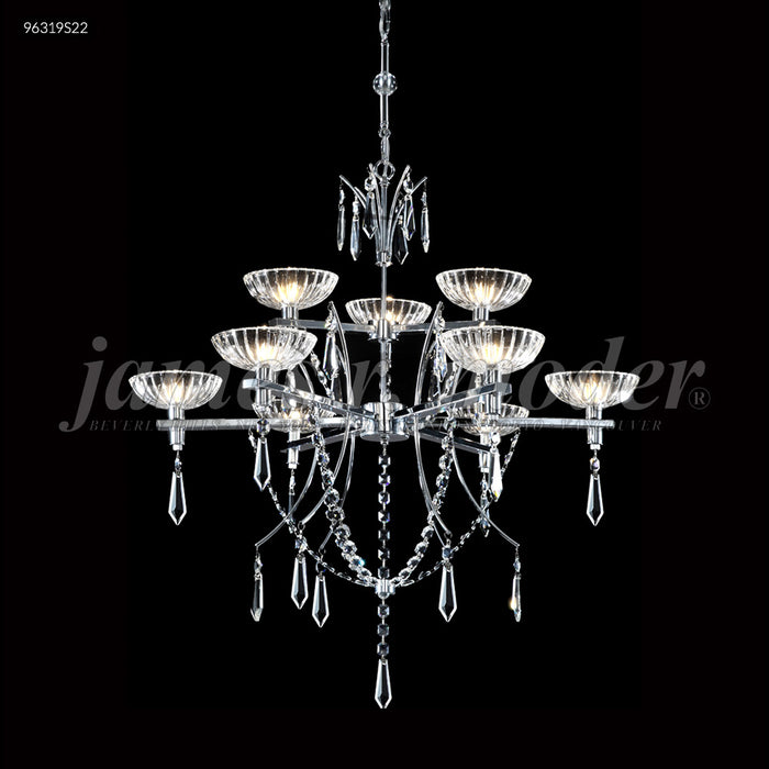 James R. Moder 96319S22 Nine Light Chandelier, Silver