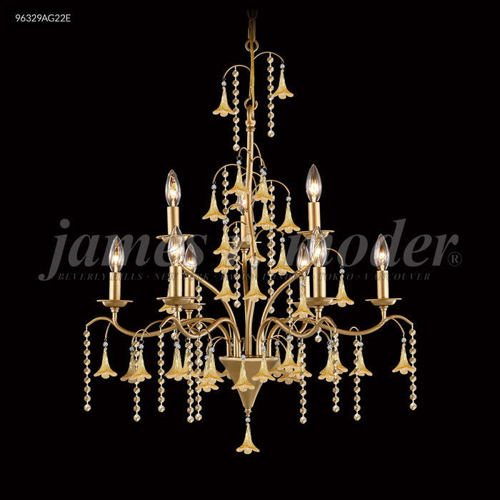 James R. Moder 96329AG22E Nine Light Chandelier, Aged Gold