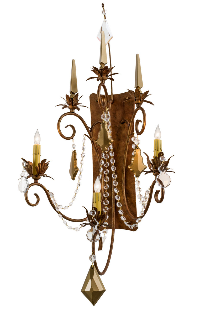 Meyda Tiffany 169773 Three Light Wall Sconce, Autumn Leaf