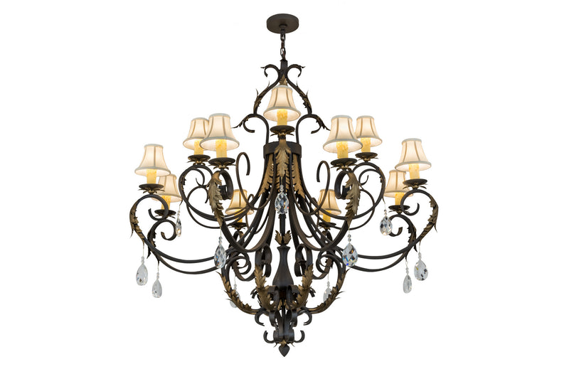 Meyda Tiffany 169781 12 Light Chandelier, Timeless Bronze Gold Accents