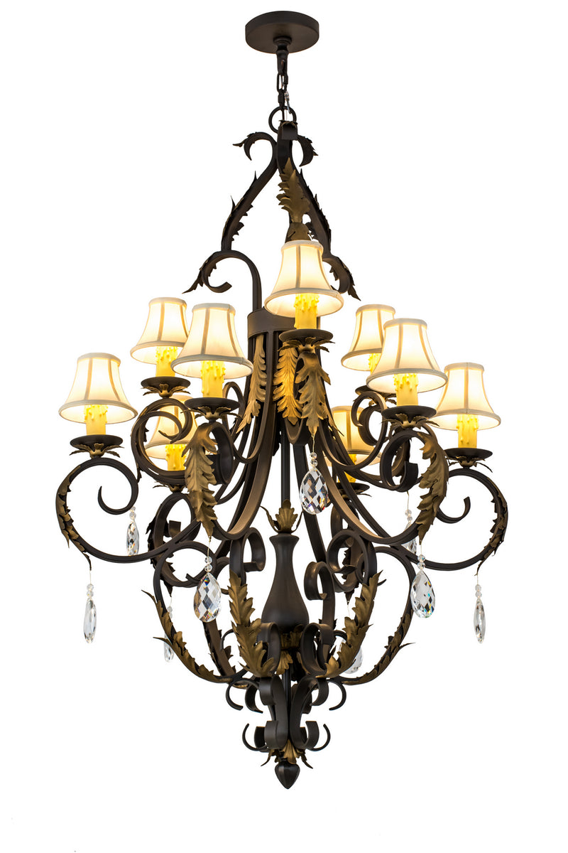 Meyda Tiffany 169782 Nine Light Chandelier, Timeless Bronze/Gold Accents