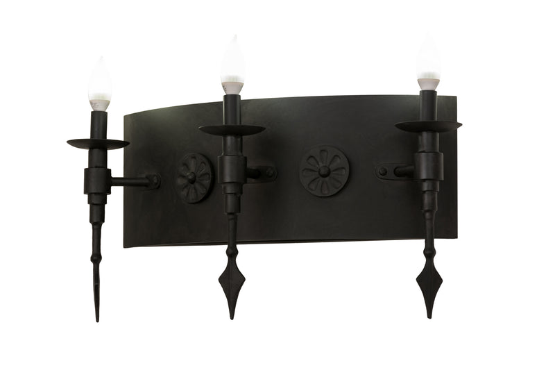 Meyda Tiffany 171909 Three Light Wall Sconce, Costello Black
