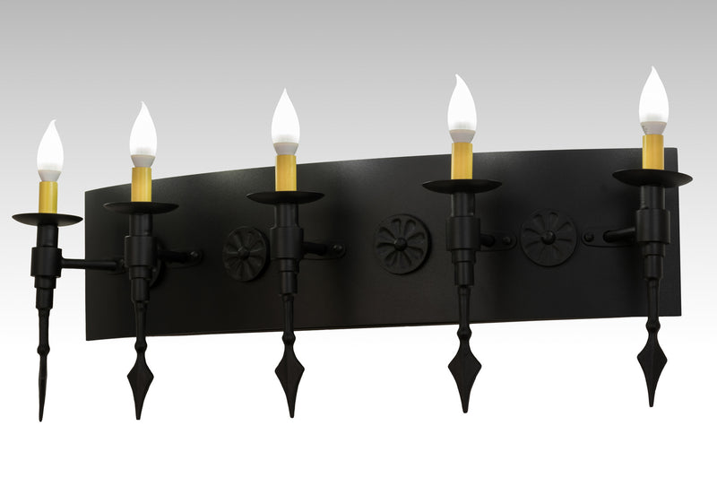 Meyda Tiffany 171982 Five Light Wall Sconce, Black Textured