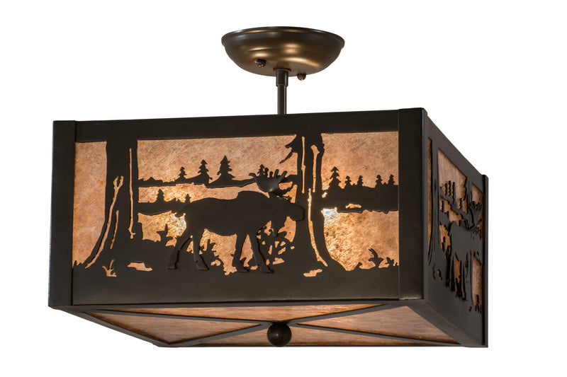 Meyda Tiffany 172976 Three Light Flushmount, Timeless Bronze