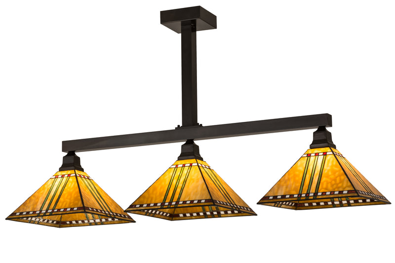 Meyda Tiffany 173756 Three Light Island Pendant, Craftsman Brown