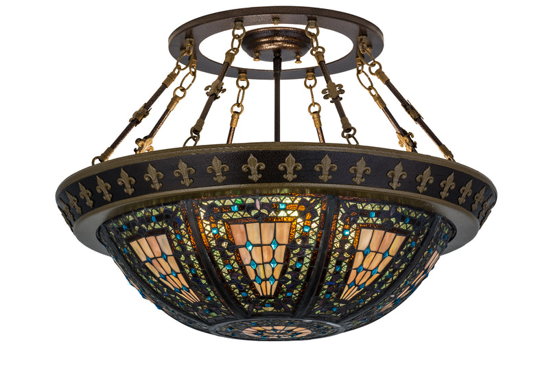 Meyda Tiffany 174323 Four Light Semi-Flushmount, Copper Vein