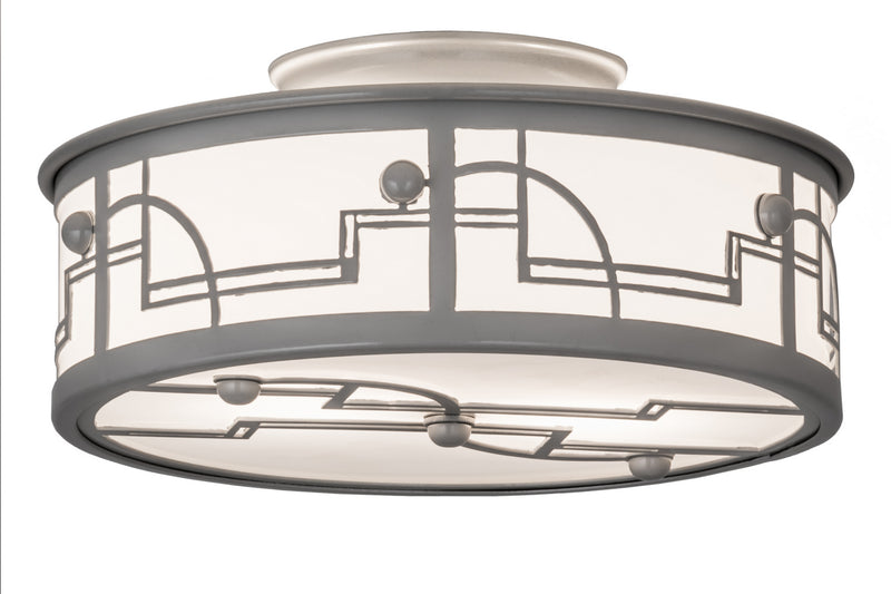 Meyda Tiffany 174675 Two Light Flushmount, Raw Steel