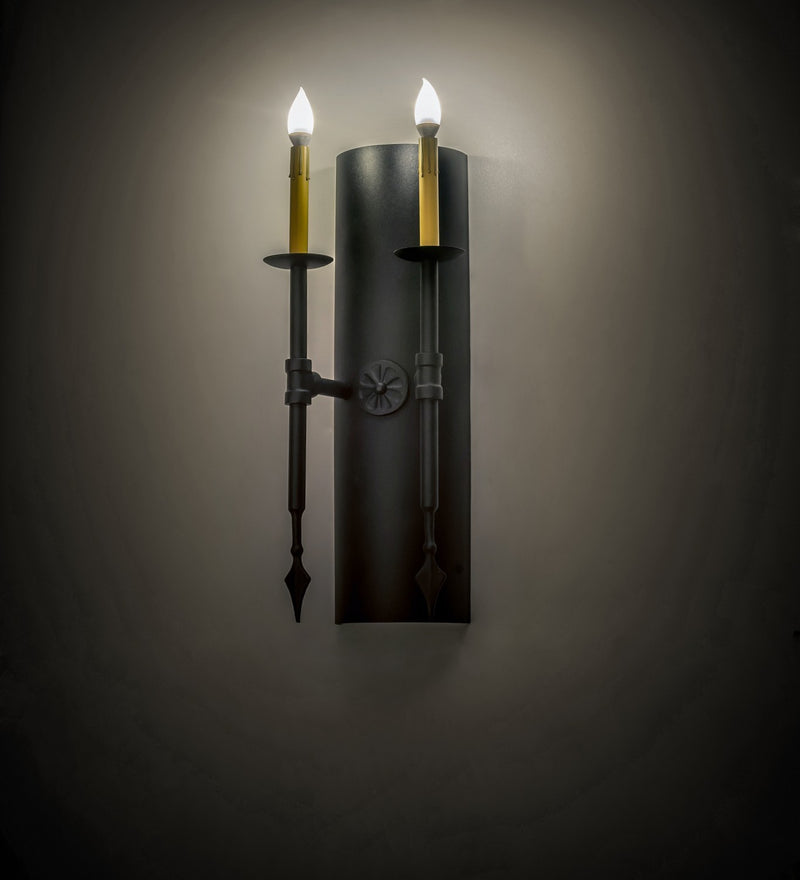 Meyda Tiffany 174964 Two Light Wall Sconce, Textured Black
