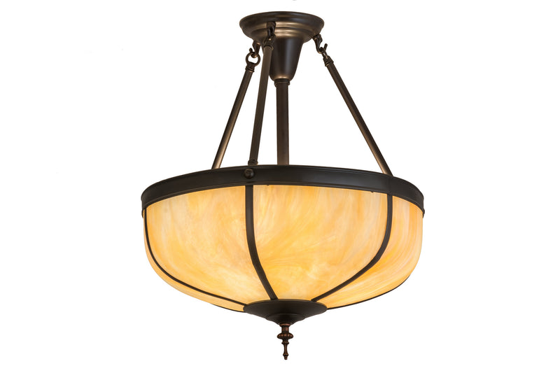 Meyda Tiffany 175323 Three Light Semi-Flushmount, Craftsman Brown