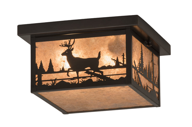 Meyda Tiffany 175668 Two Light Flushmount, Craftsman Brown