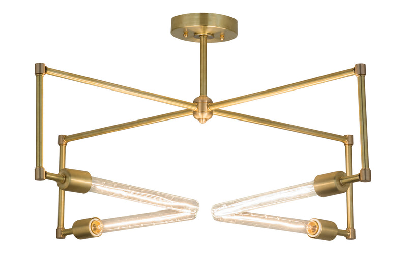 Meyda Tiffany 175682 Four Light Semi-Flushmount, Satin Brass