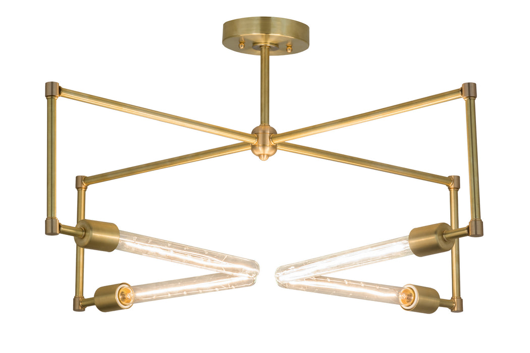 Meyda Tiffany 175682 Four Light Semi-Flushmount, Satin Brass