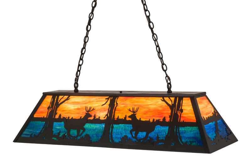 Meyda Tiffany 176713 Six Light Oblong Pendant, Timeless Bronze