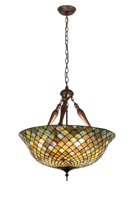 Meyda Tiffany 31830 Three Light Inverted Pendant, Mahogany Bronze