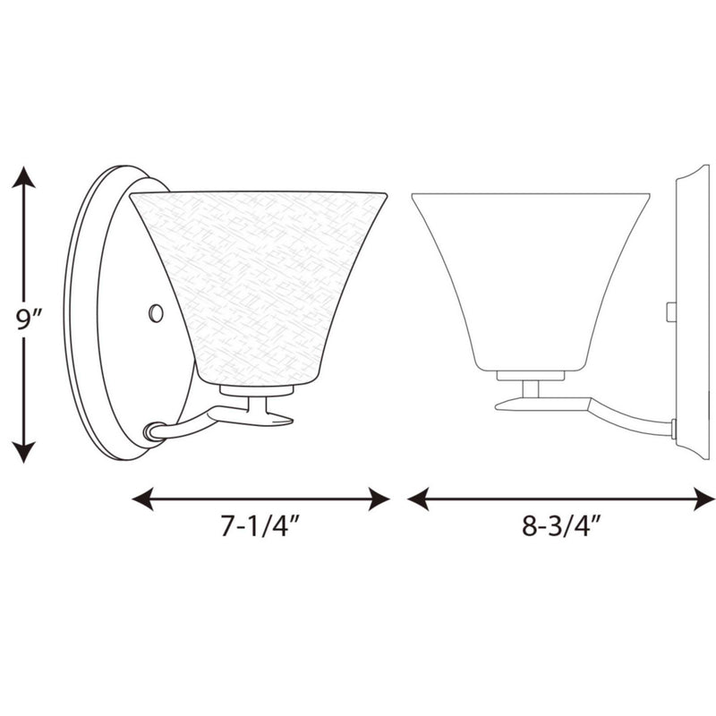 Progress Lighting P2004-20W One Light Bath Bracket, Antique Bronze