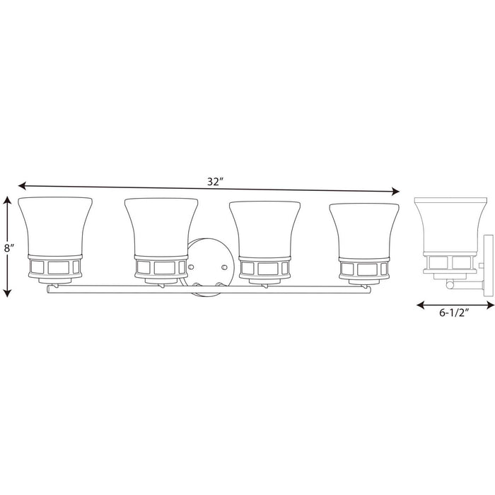 Progress Lighting P2149-15 Four Light Bath, Polished Chrome