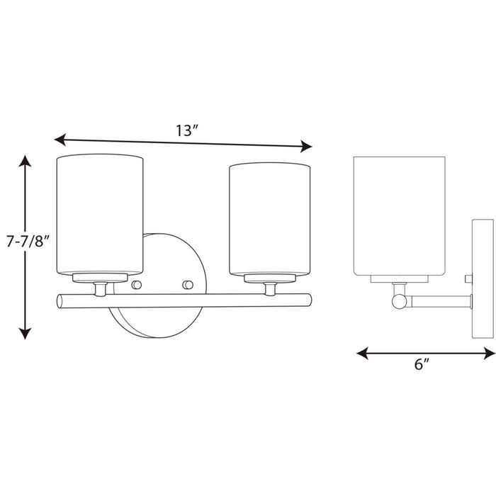 Progress Lighting P2158-104 Two Light Bath Bracket, Polished Nickel