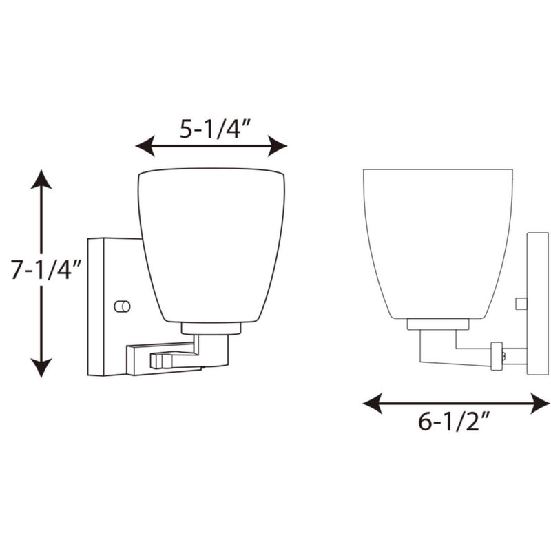 Progress Lighting P2165-09 One Light Bath Bracket, Brushed Nickel
