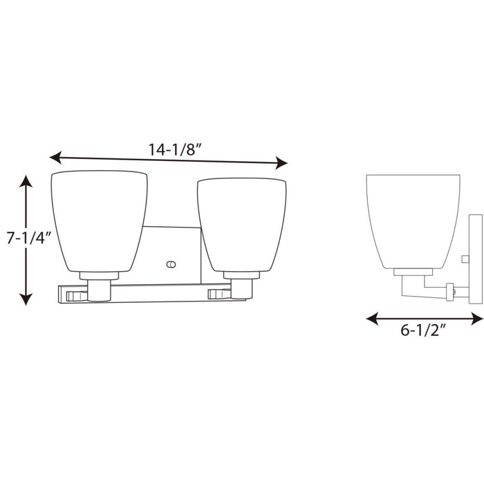 Progress Lighting P2166-09 Two Light Bath Bracket, Brushed Nickel