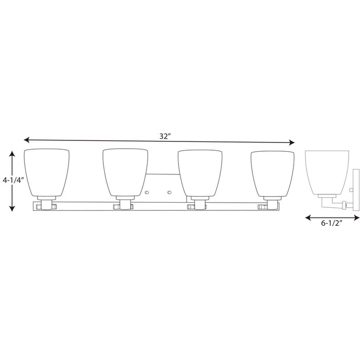 Progress Lighting P2168-15 Four Light Bath Bracket, Polished Chrome