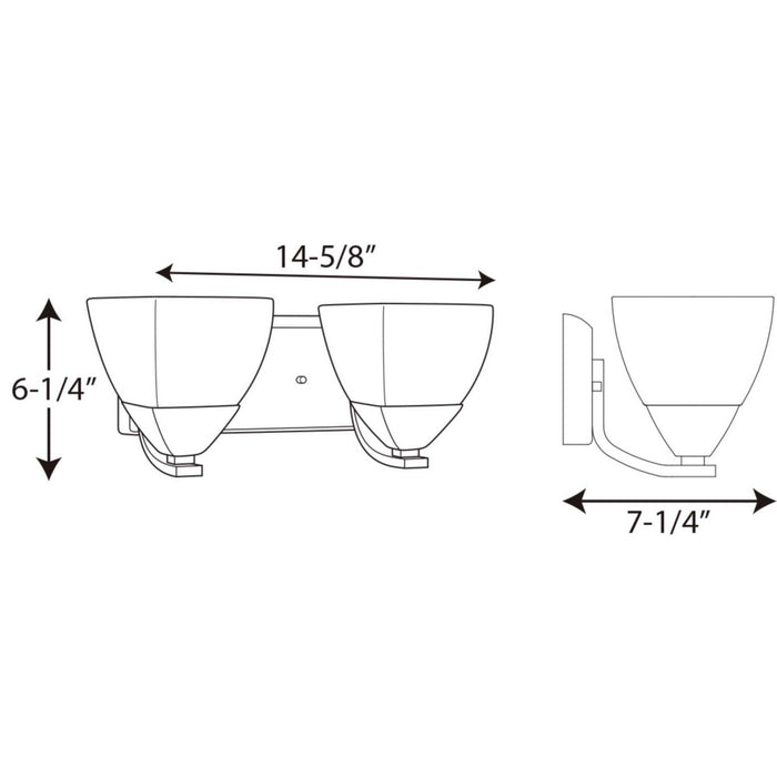 Progress Lighting P2701-15 Two Light Bath Bracket, Polished Chrome