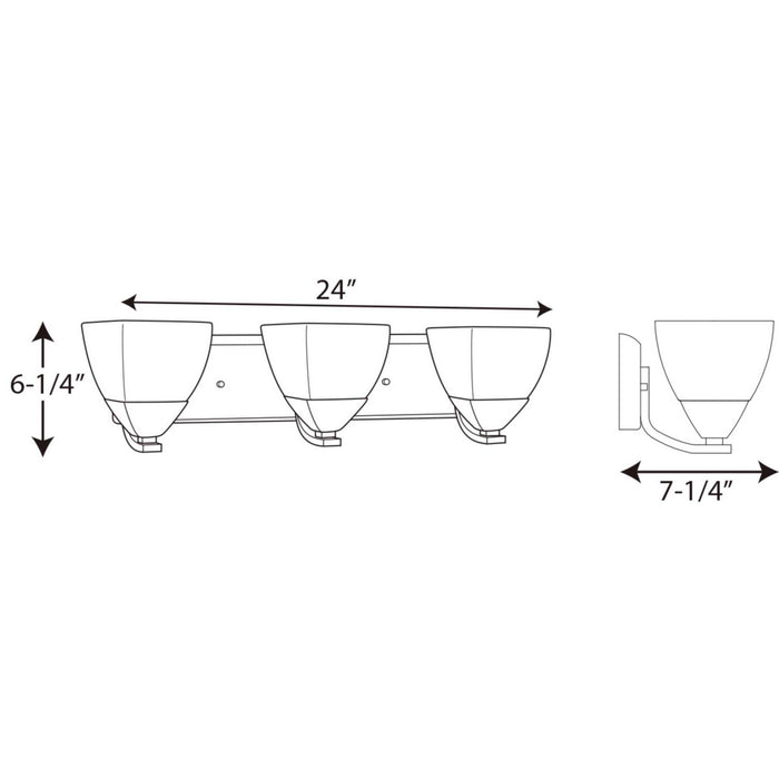 Progress Lighting P2702-15 Three Light Bath Bracket, Polished Chrome