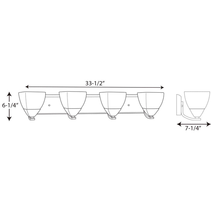 Progress Lighting P2703-15 Four Light Bath Bracket, Polished Chrome