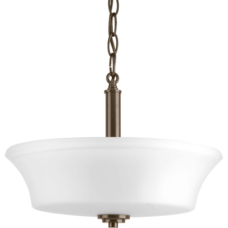 Progress Lighting P3644-20 Two Light Semi-Flush Convertible, Antique Bronze