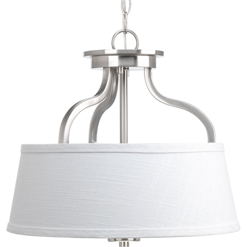 Progress Lighting P3720-09 Two Light Semi-Flush Mount, Brushed Nickel