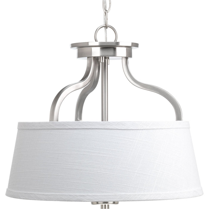 Progress Lighting P3720-09 Two Light Semi-Flush Mount, Brushed Nickel
