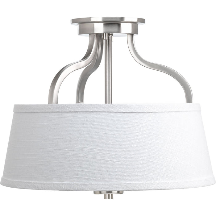 Progress Lighting P3720-09 Two Light Semi-Flush Mount, Brushed Nickel