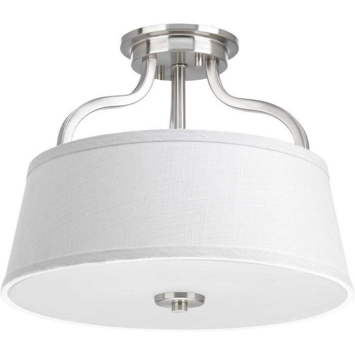 Progress Lighting P3720-09 Two Light Semi-Flush Mount, Brushed Nickel