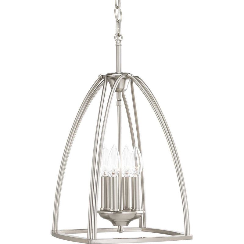 Progress Lighting P3786-09 Four Light Foyer Pendant, Brushed Nickel