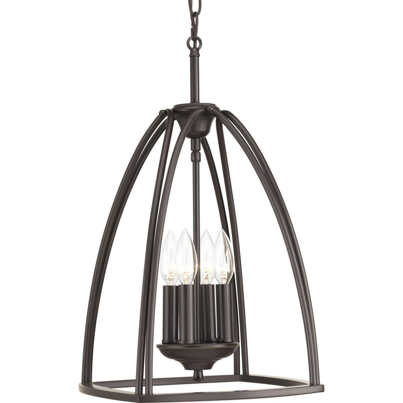 Progress Lighting P3786-20 Four Light Foyer Pendant, Antique Bronze