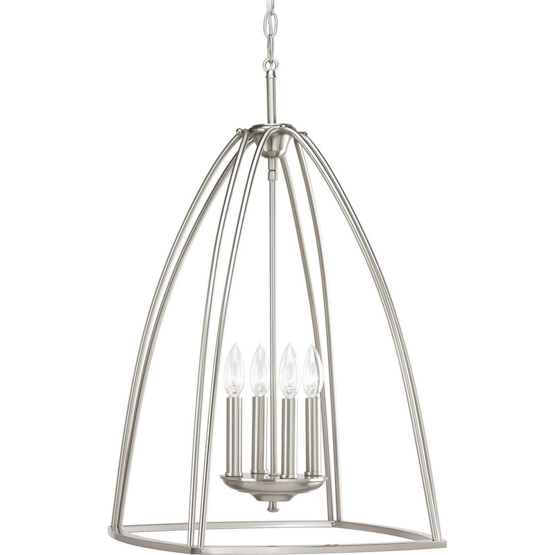 Progress Lighting P3787-09 Four Light Foyer Pendant, Brushed Nickel