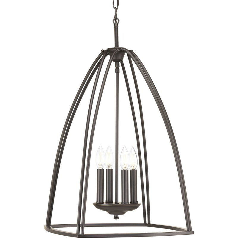 Progress Lighting P3787-20 Four Light Foyer Pendant, Antique Bronze