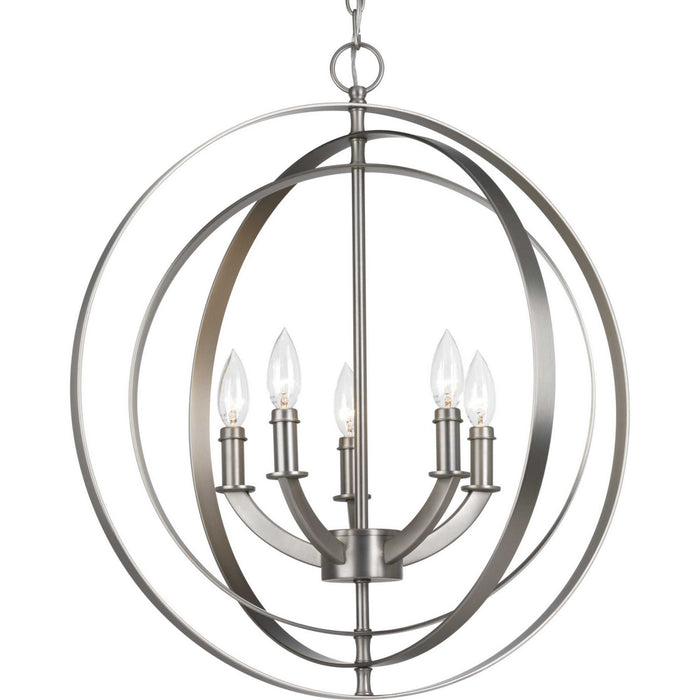 Progress Lighting P3841-126 Five Light Chandelier, Burnished Silver