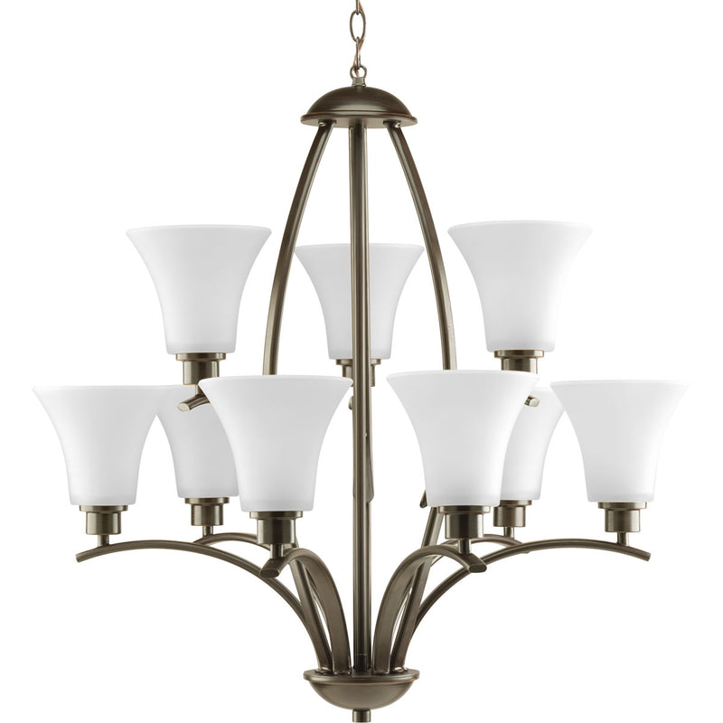 Progress Lighting P4492-20W Nine Light Chandelier, Antique Bronze