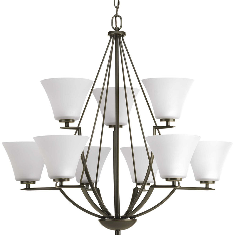 Progress Lighting P4625-20W Nine Light Chandelier, Antique Bronze