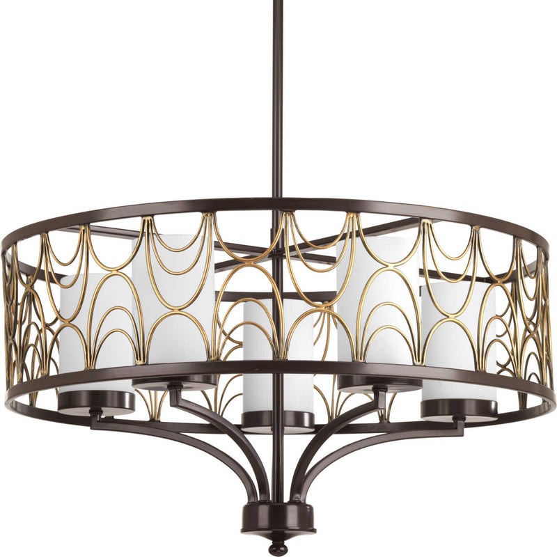 Progress Lighting P4700-20 Five Light Chandelier, Antique Bronze