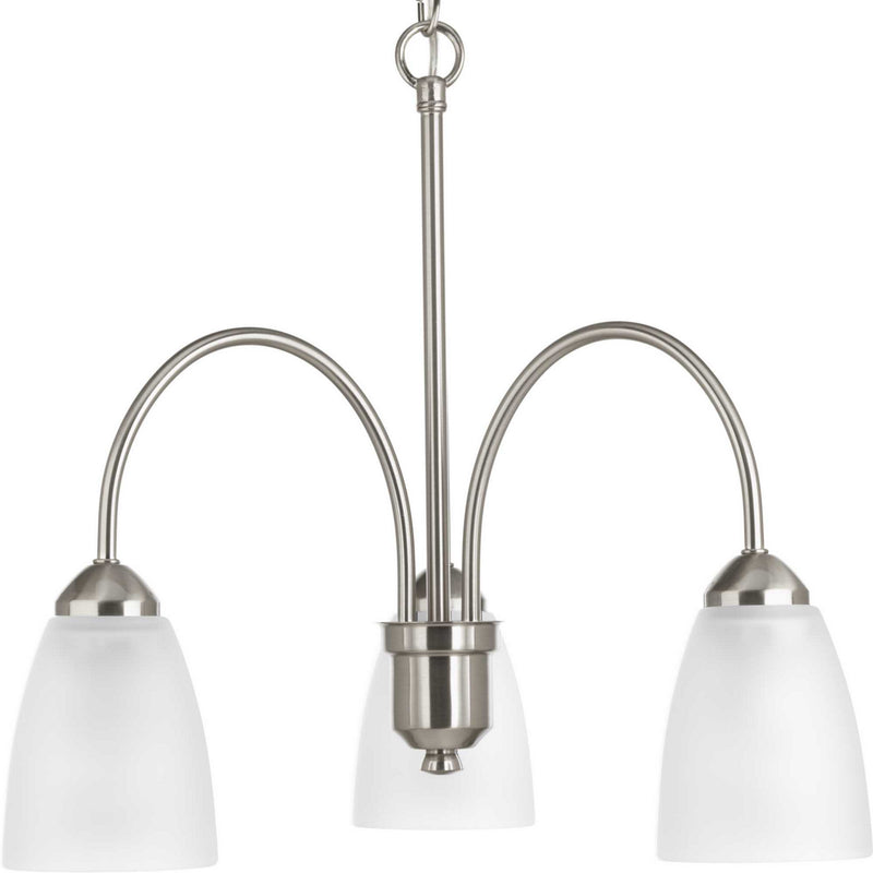 Progress Lighting P4734-09 Three Light Chandelier, Brushed Nickel