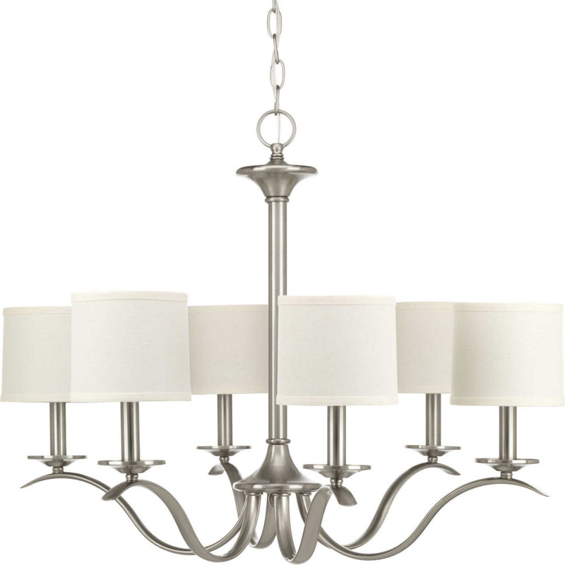 Progress Lighting P4739-09 Six Light Chandelier, Brushed Nickel
