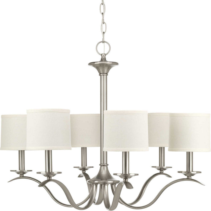 Progress Lighting P4739-09 Six Light Chandelier, Brushed Nickel