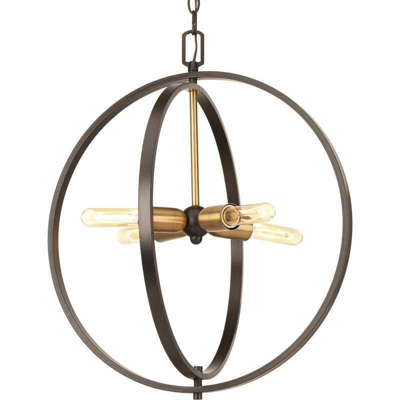 Progress Lighting P5190-20 Four Light Pendant, Antique Bronze